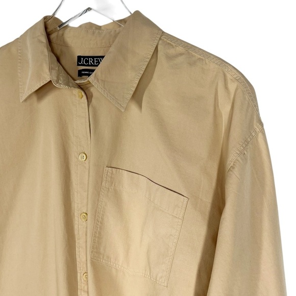 J.CREW Tan Etenne Oversized Fit Button up Collared Shirt Size Large Petite - Picture 2 of 8